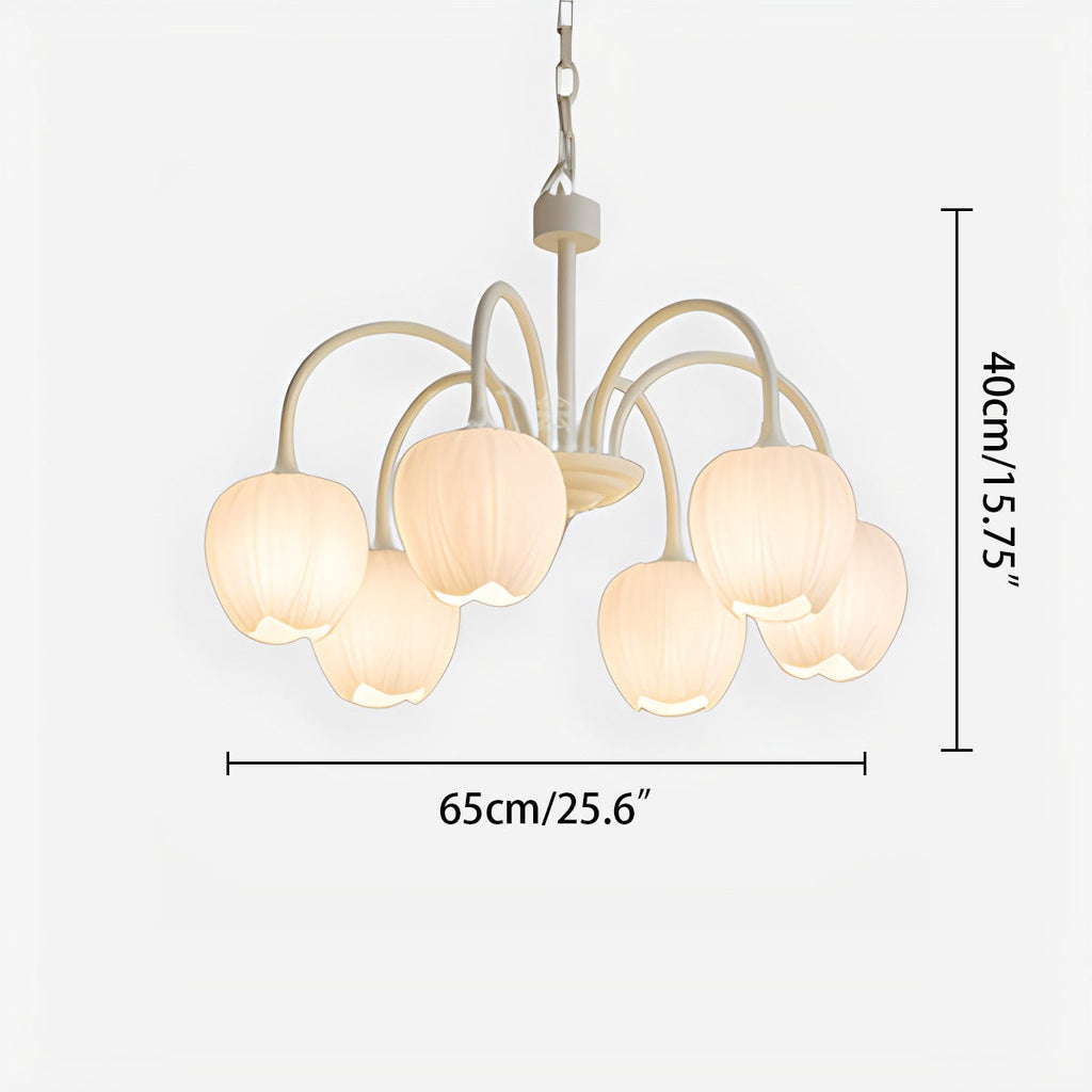 Romantic Tulip Chandelier With Matcha Green Finish