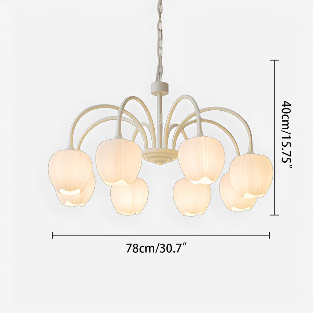 Romantic Tulip Chandelier With Matcha Green Finish