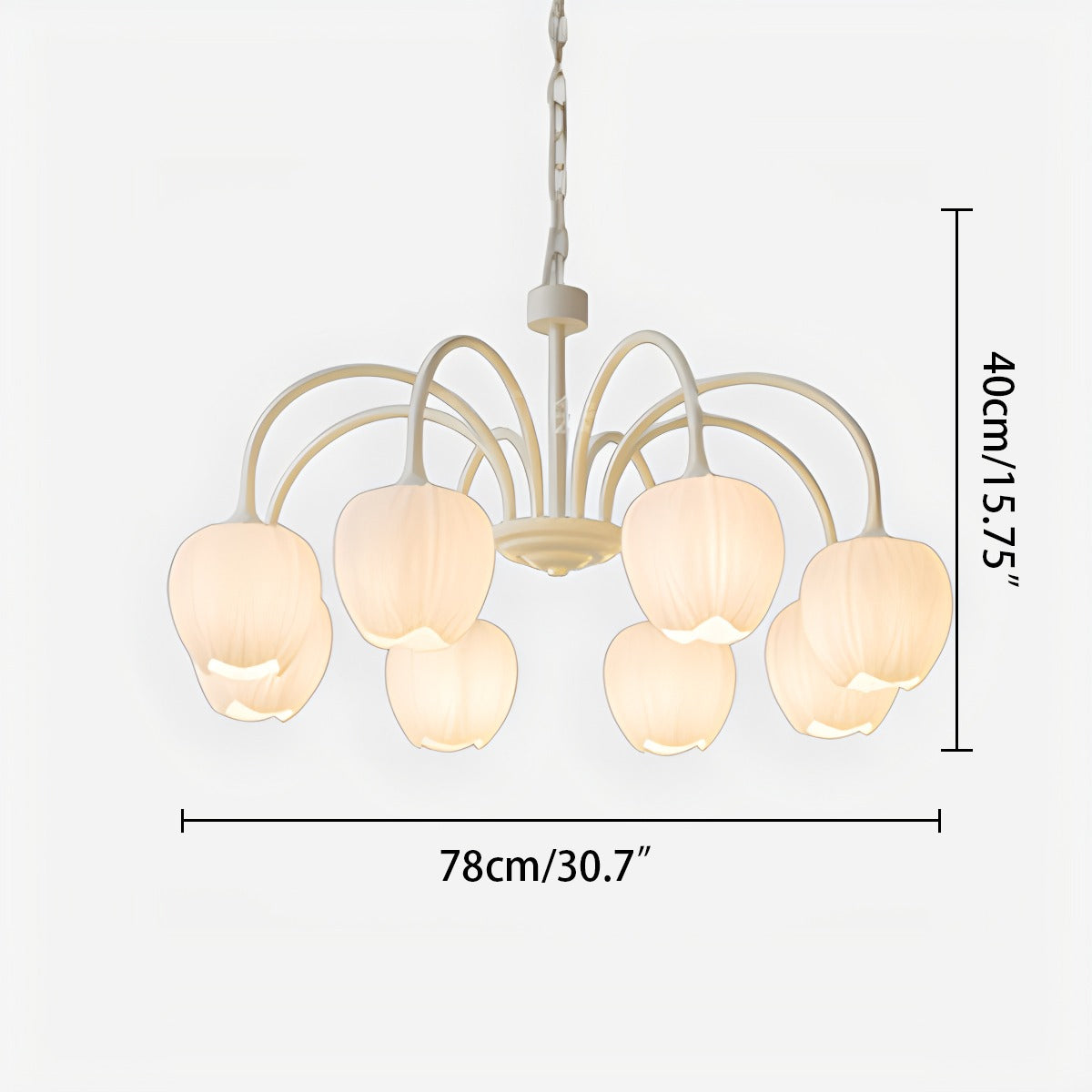 Romantic Tulip Chandelier With Matcha Green Finish