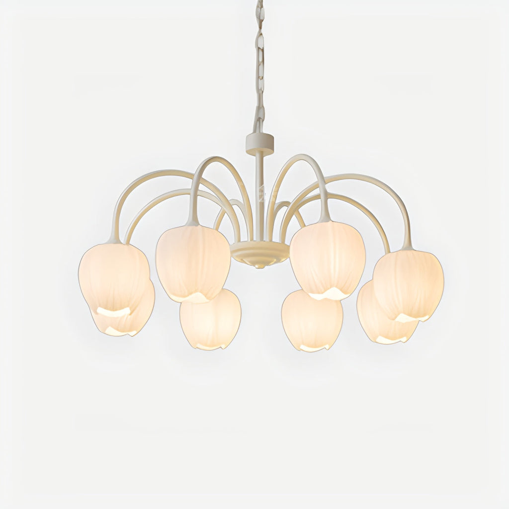 Romantic Tulip Chandelier With Matcha Green Finish