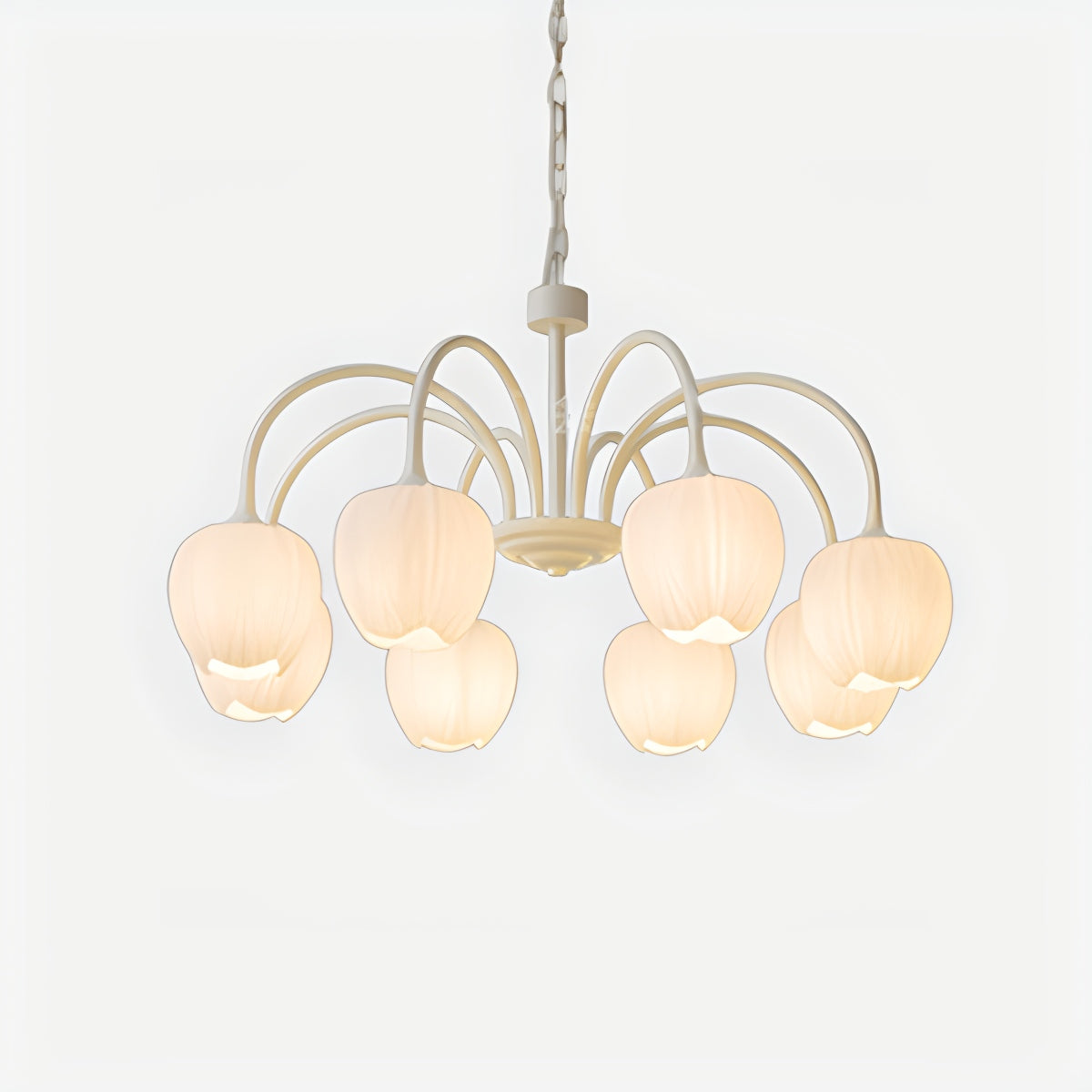 Romantic Tulip Chandelier With Matcha Green Finish