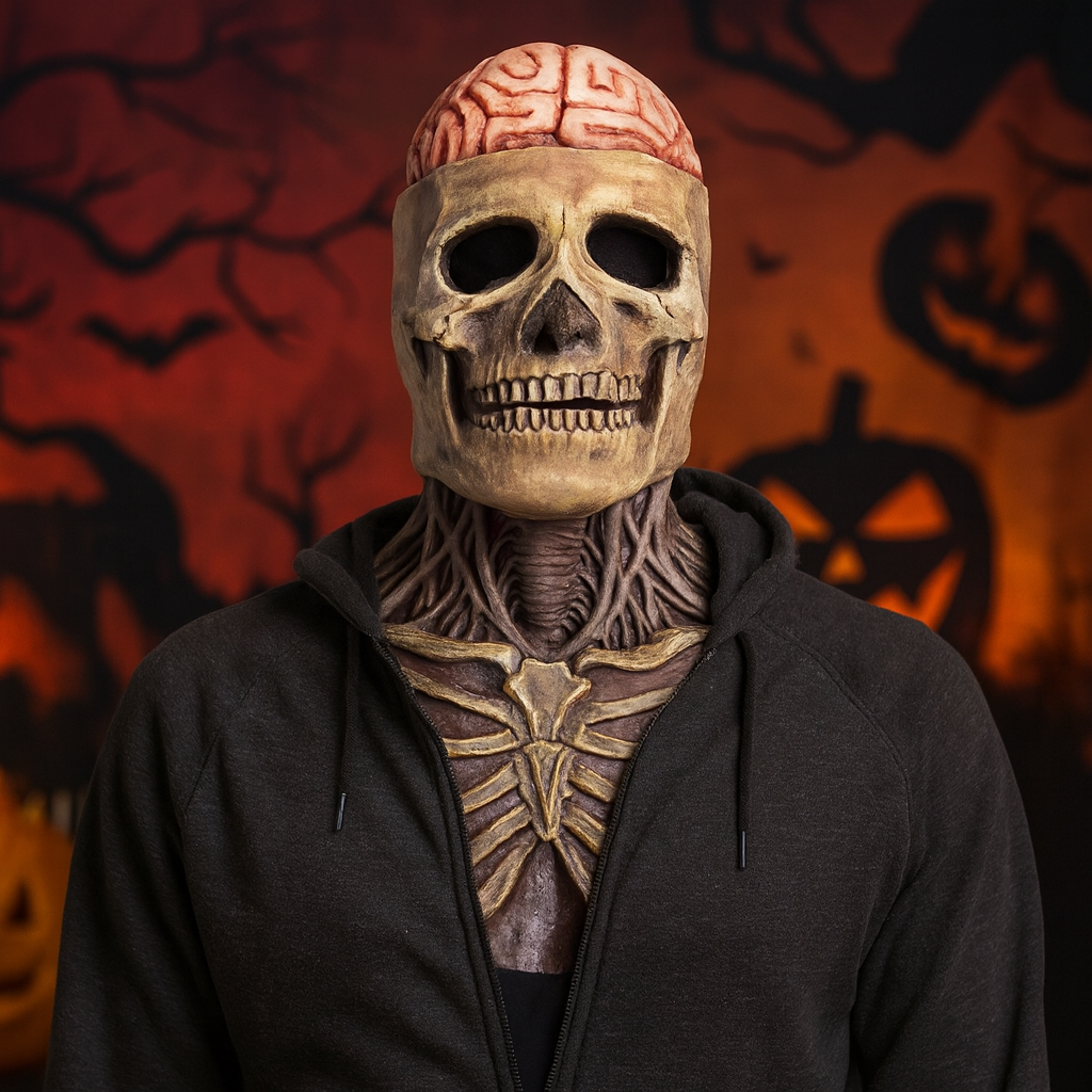 Realistische Skelettmaske mit beweglichem Kiefer für Halloween