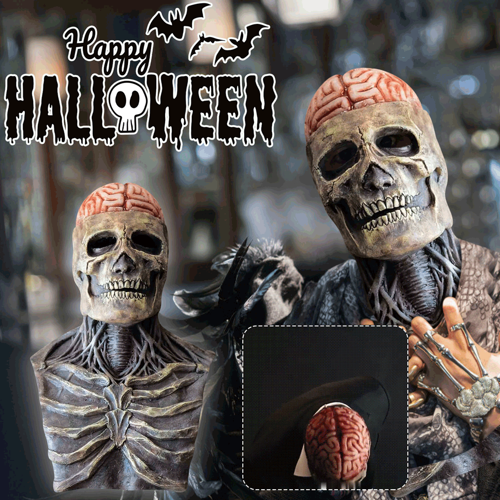 Realistische Skelettmaske mit beweglichem Kiefer für Halloween