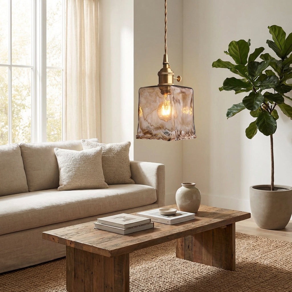 Vintage Amber Marble Glass Pendant Light | Ormexis