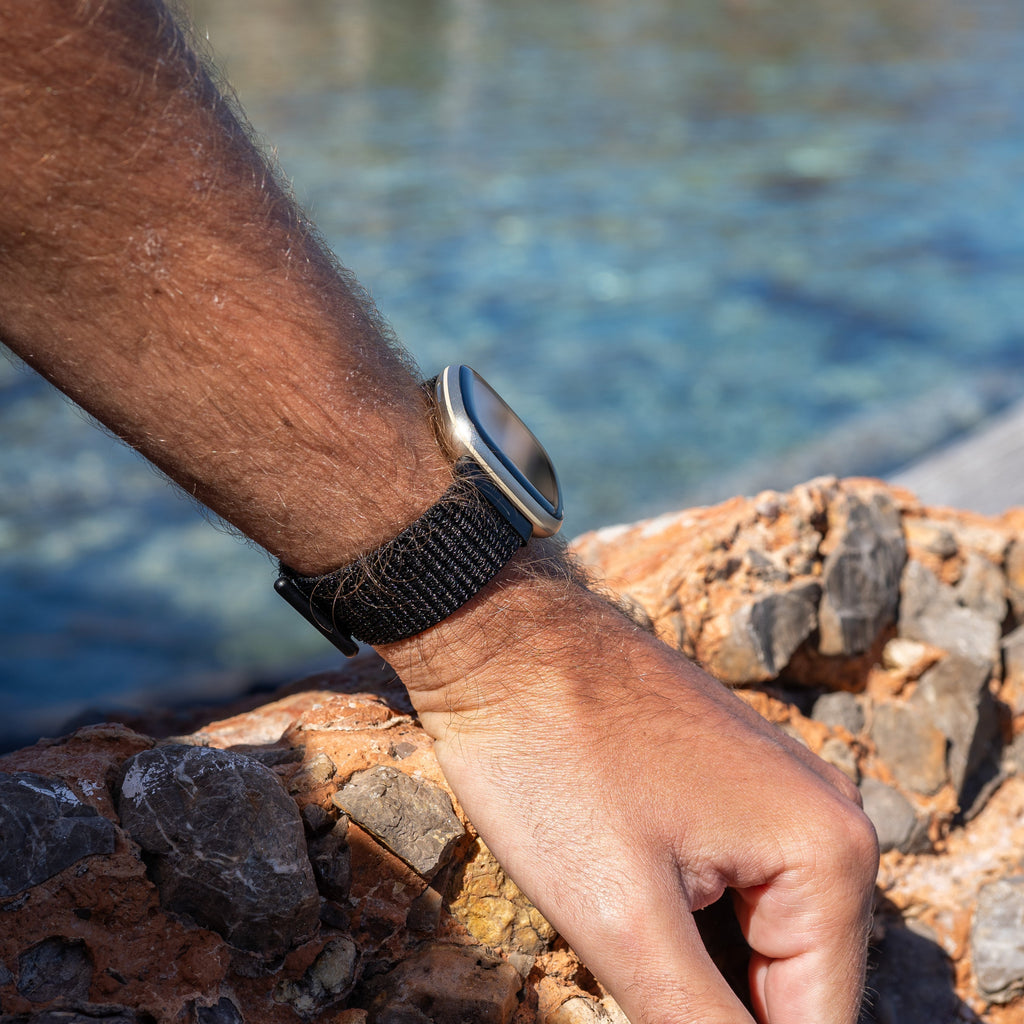 Nylon Strap Black For Fitbit Versa 3 Smartwatch Band