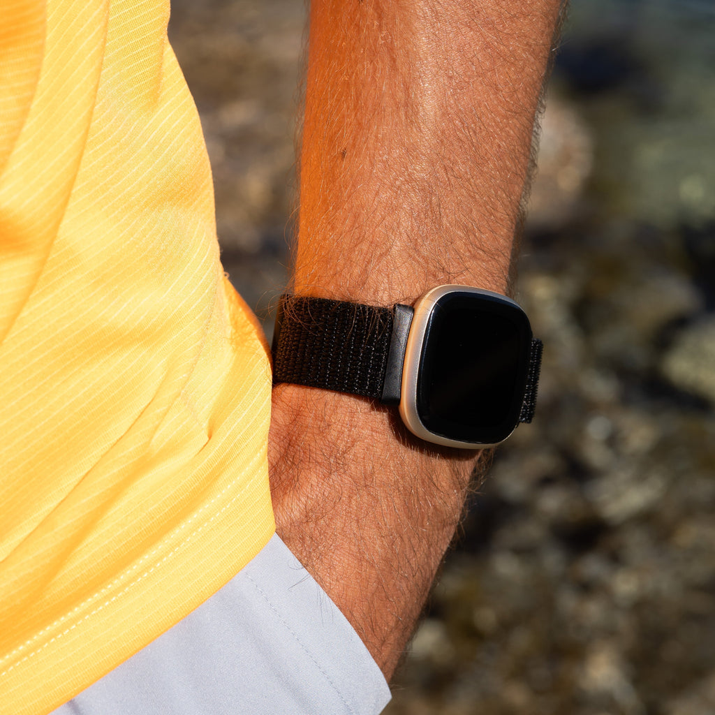 Nylon Strap Black For Fitbit Versa 3 Smartwatch Band