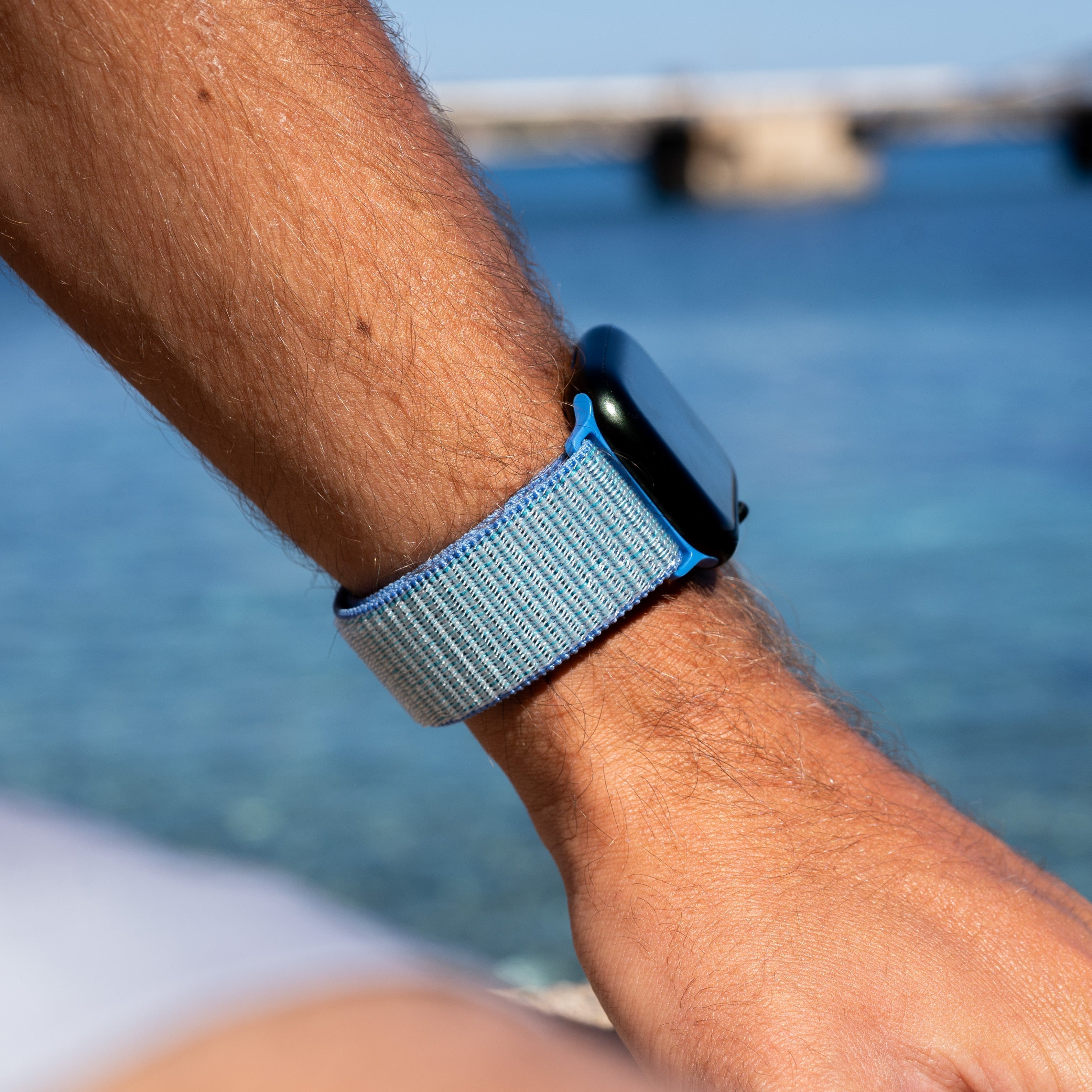Apple Watch nylonrem blå tillbehör premiumkvalitet