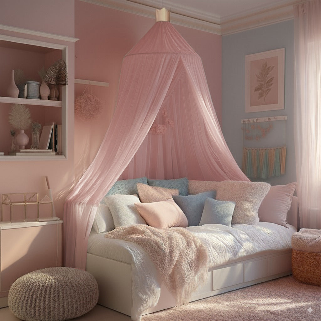 Drömlik sänghimmel för flickor med mjukt tyg för en mysig sömn