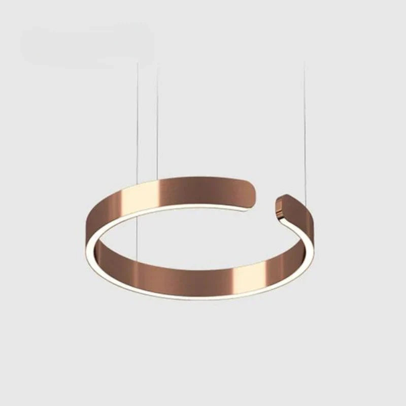 Lumera Dual Ring LED Pendant With Floating Silhouette In Warm Gold Bronze Finish