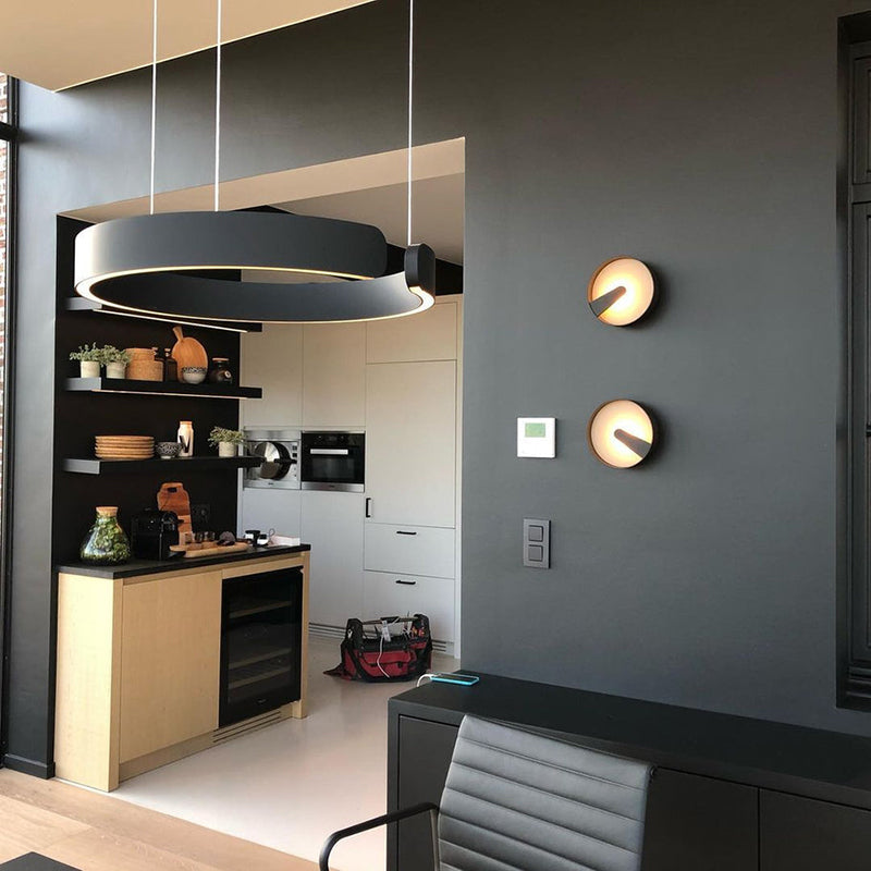 Lumera Dual Ring LED Pendant With Floating Silhouette In Warm Gold Bronze Finish