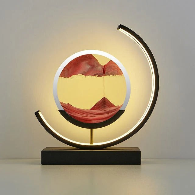 Lampa LED z piaskiem w kształcie klepsydry z żelazną ramą dla stylowej atmosfery w domu