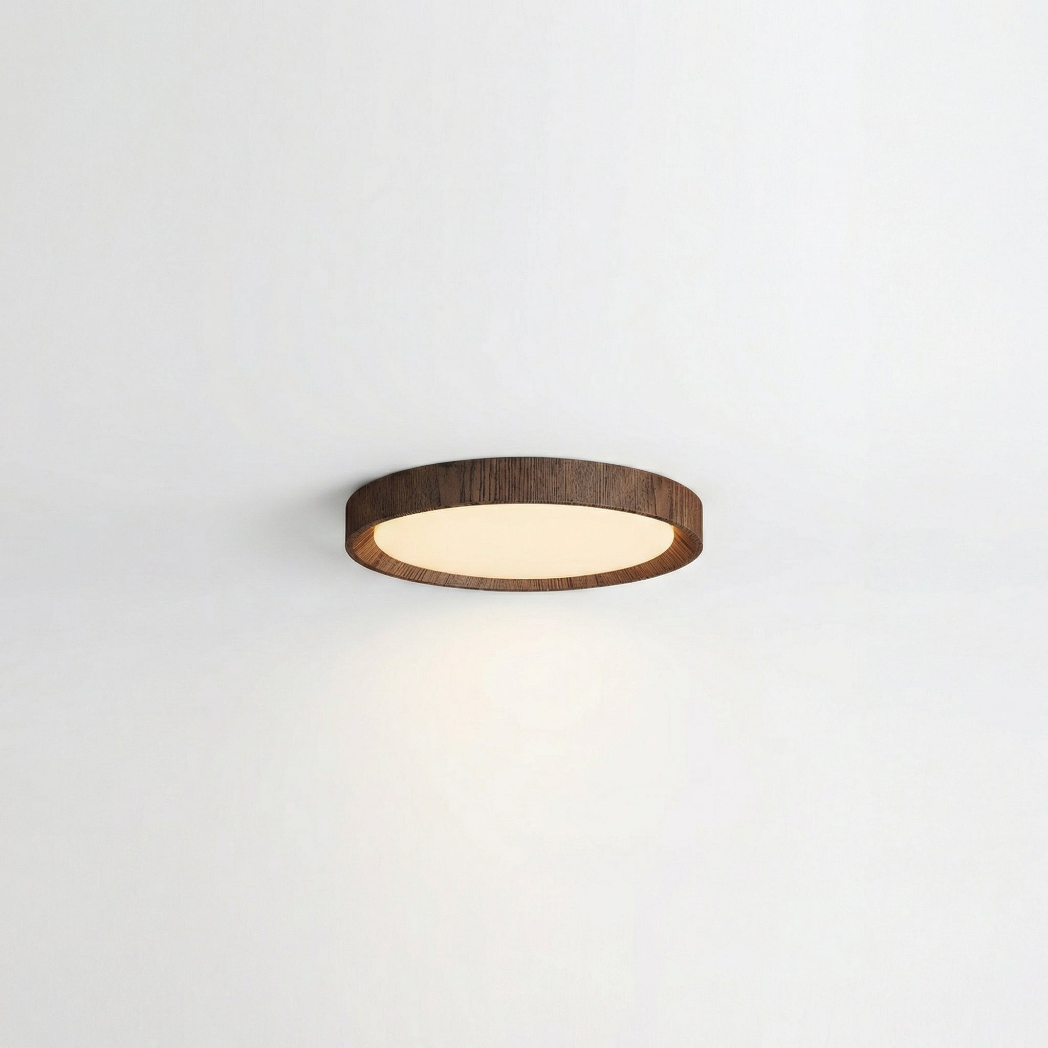 Minimalistisk rund taklampa med träkant och LED | Ormexis