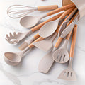 Eco-Friendly 12-Piece Silicone Utensils With Bamboo Handles