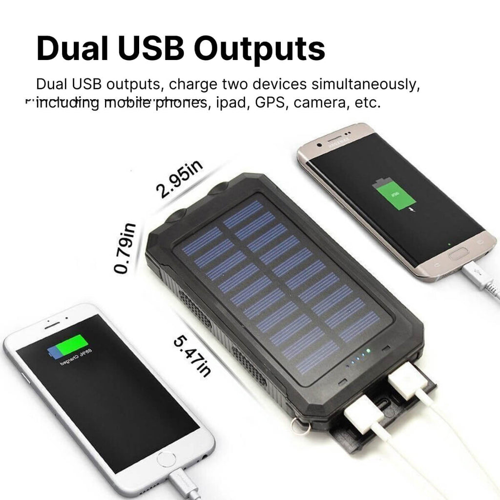 EcoCharge Solar Charger With USB Ports And LED Flashlight 500000mAh Outdoors