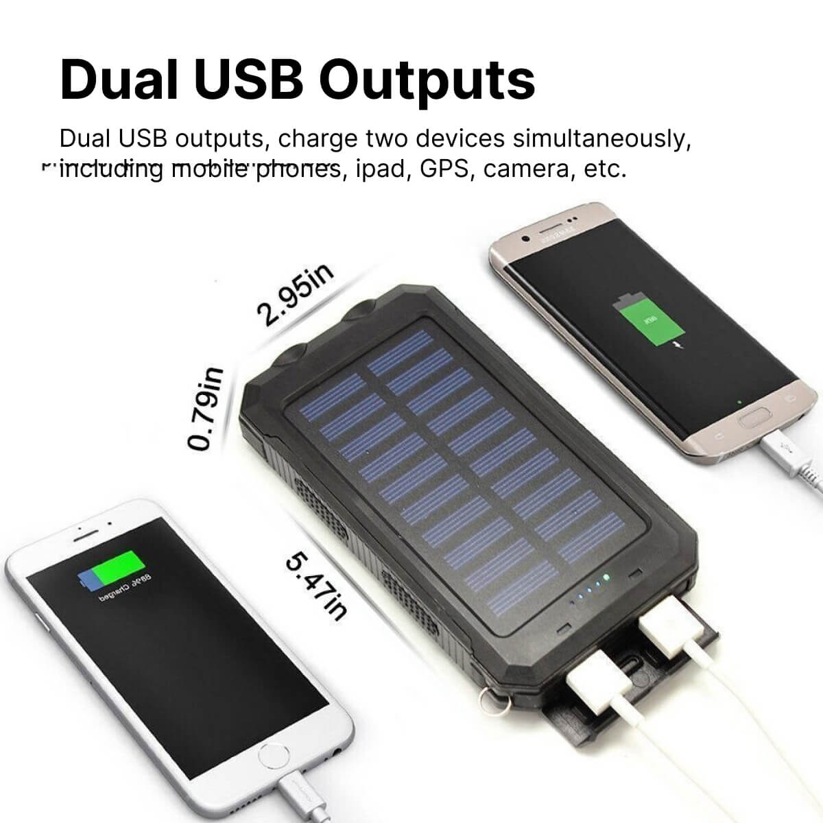 EcoCharge Solar Charger With USB Ports And LED Flashlight 500000mAh Outdoors