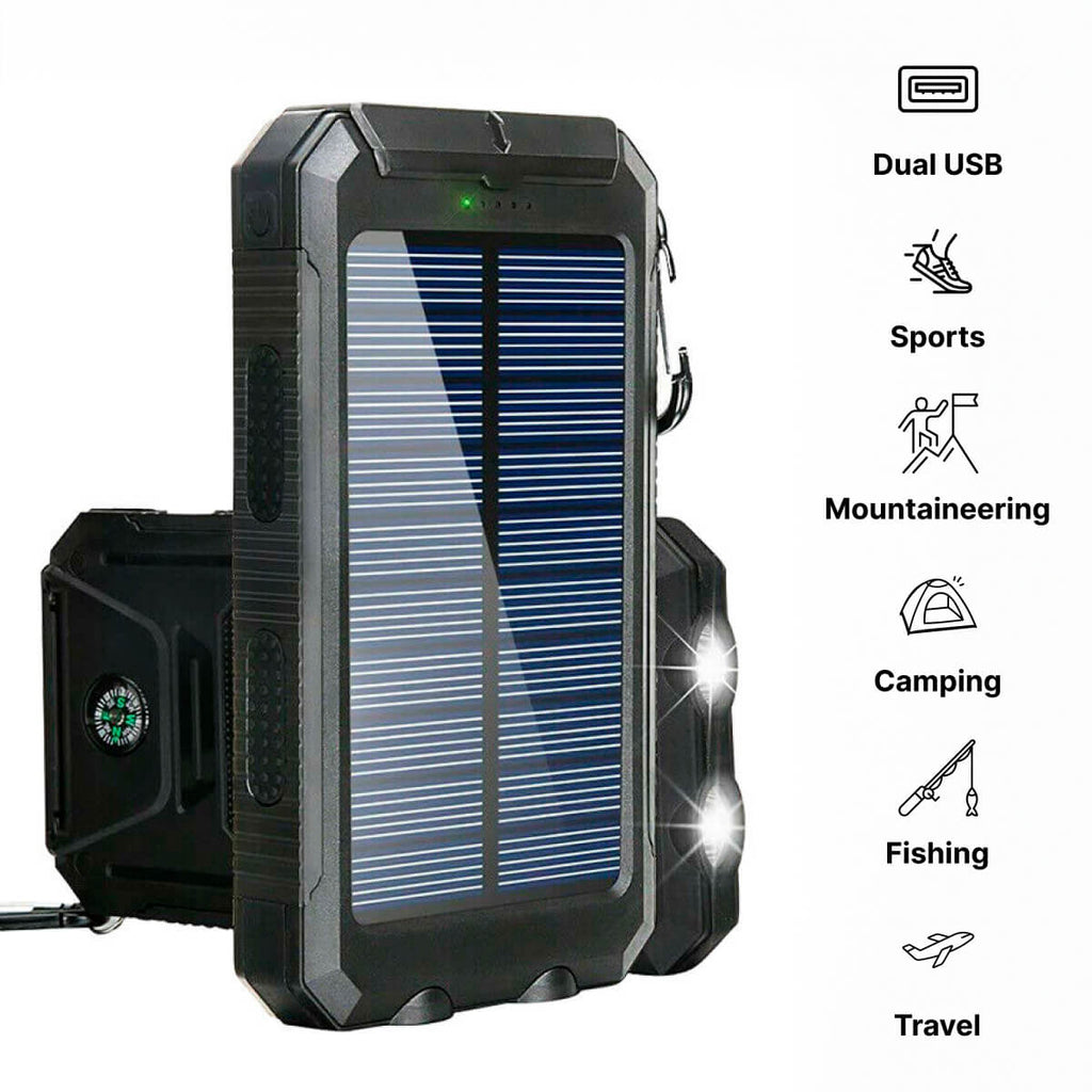 EcoCharge Solar Charger With USB Ports And LED Flashlight 500000mAh Outdoors
