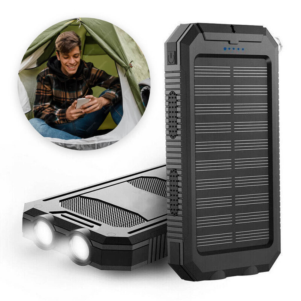 EcoCharge Solar Charger With USB Ports And LED Flashlight 500000mAh Outdoors