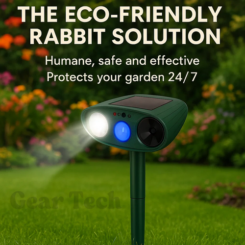 EcoGuard Solar Ultrasonic Rabbit Repeller With Flashing Lights For Gardens