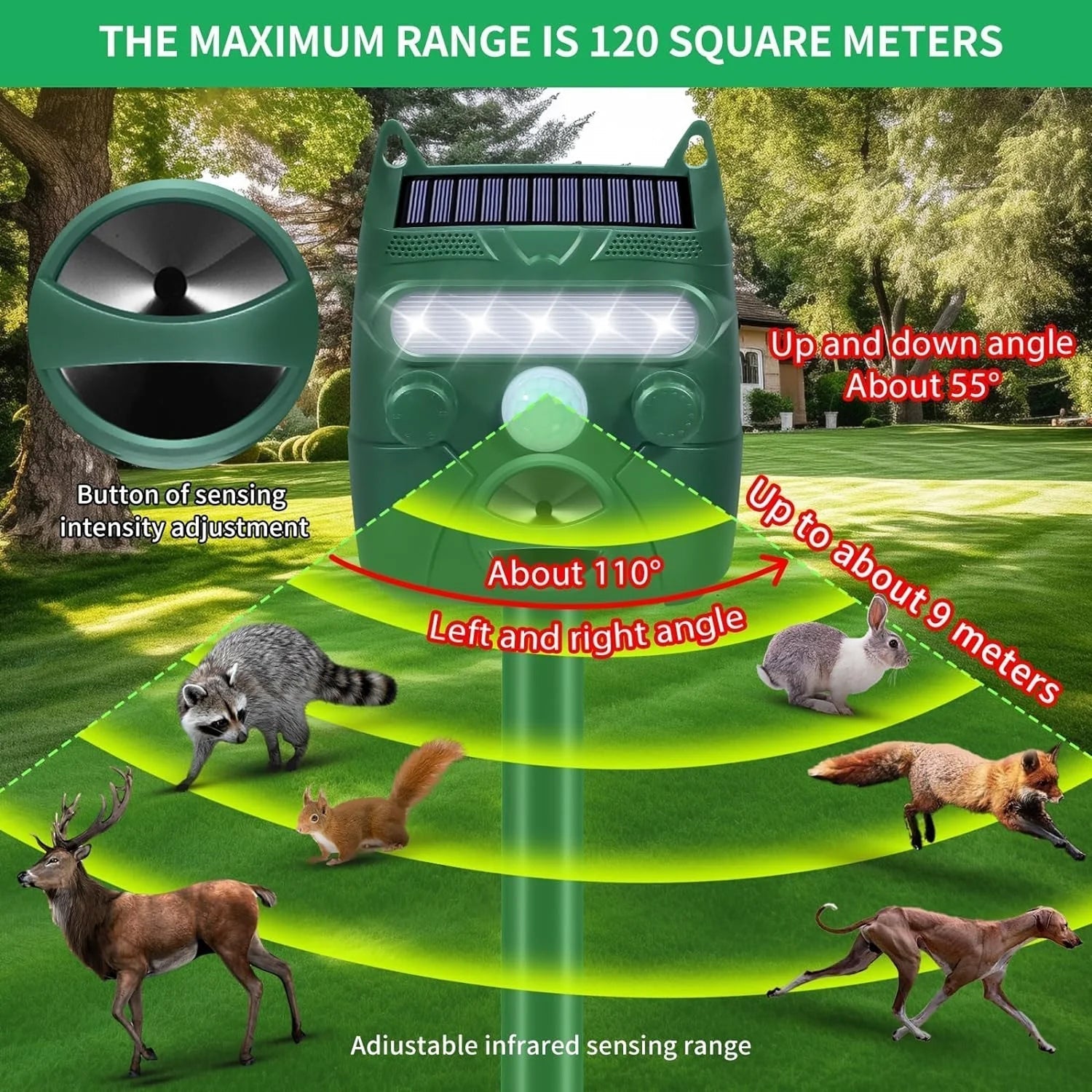 EcoGuard Ultrasonic Cat And Bird Deterrent Solar Powered Garden Protector