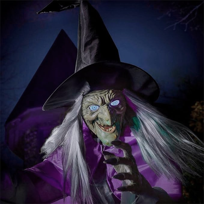 Six-Foot Floating Witch Yard Decor For Spooky Outdoor Ambience