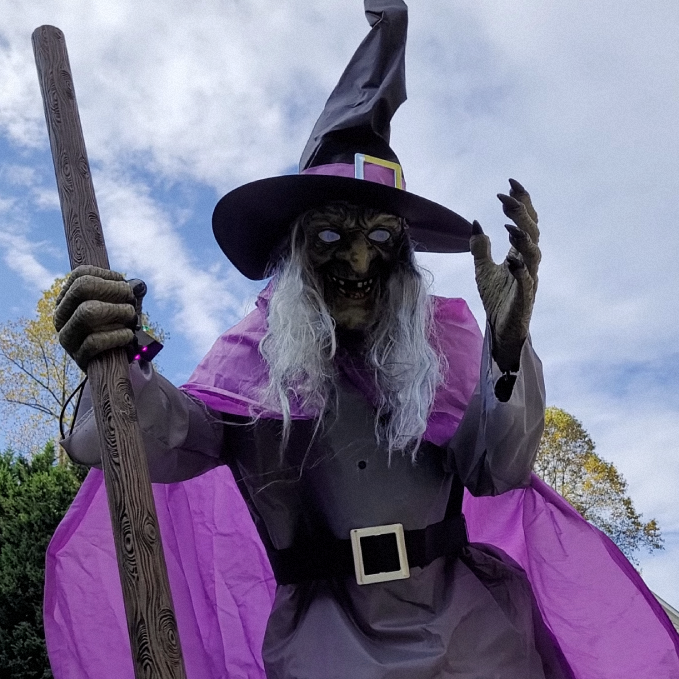 Six-Foot Floating Witch Yard Decor For Spooky Outdoor Ambience