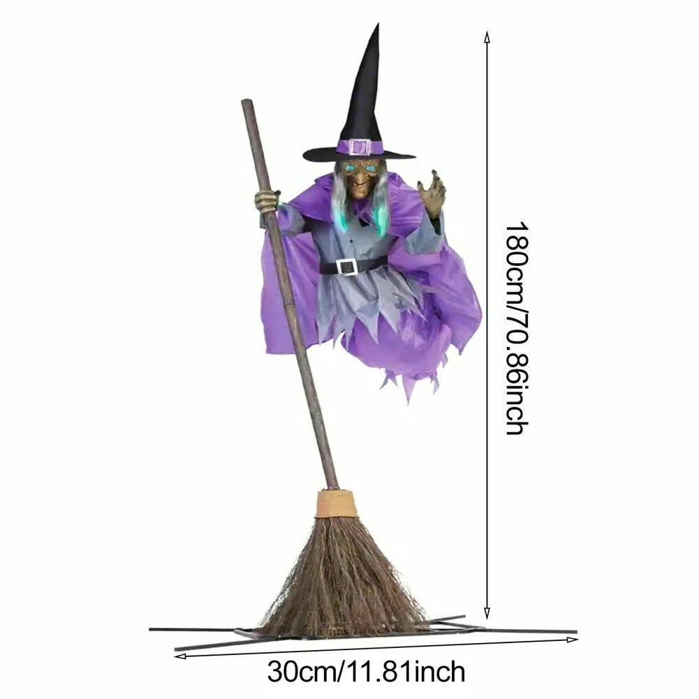 Six-Foot Floating Witch Yard Decor For Spooky Outdoor Ambience