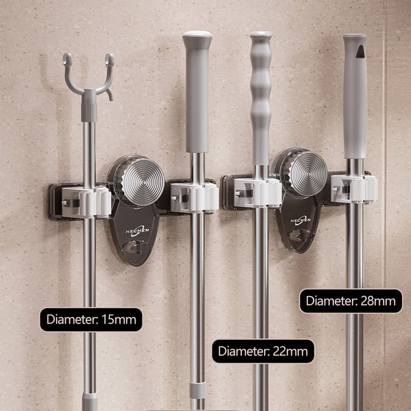 Efficient Storage Solutions Heavy-Duty Mop And Broom Organizer With Strong Suction Cups