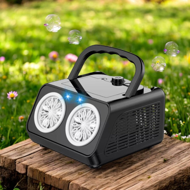 Máquina de burbujas eléctrica que produce 20,000 burbujas por minuto con ventiladores dobles