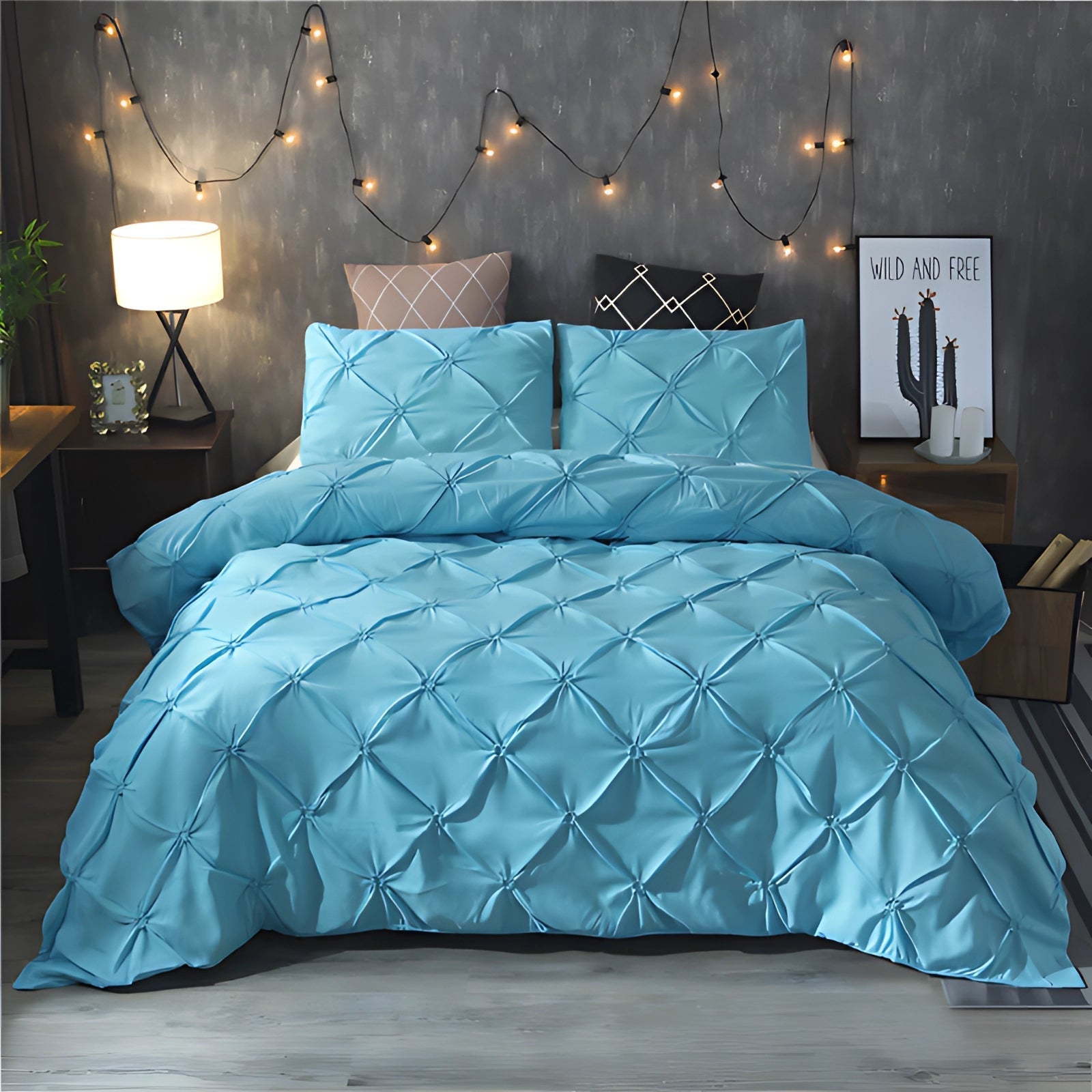 Lux Black Pinch Pleat Comforter Set For Modern Bedrooms