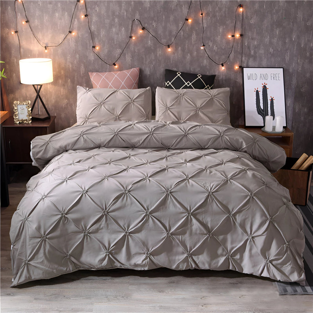 Lux Black Pinch Pleat Comforter Set For Modern Bedrooms