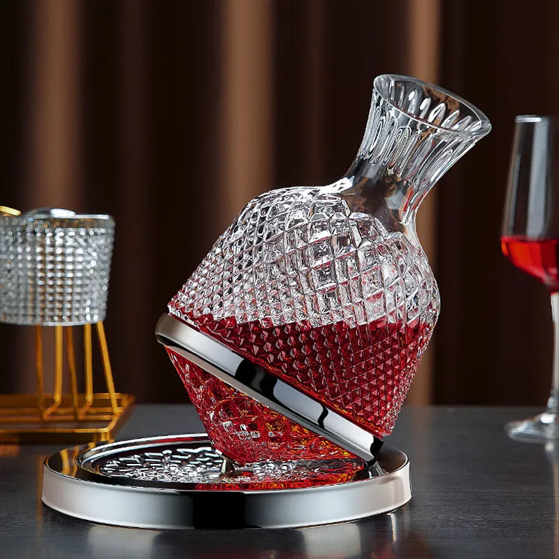 Decantador de Vinho em Cristal Elegante com Rotação de 360 Graus para Aeração Mais Rica