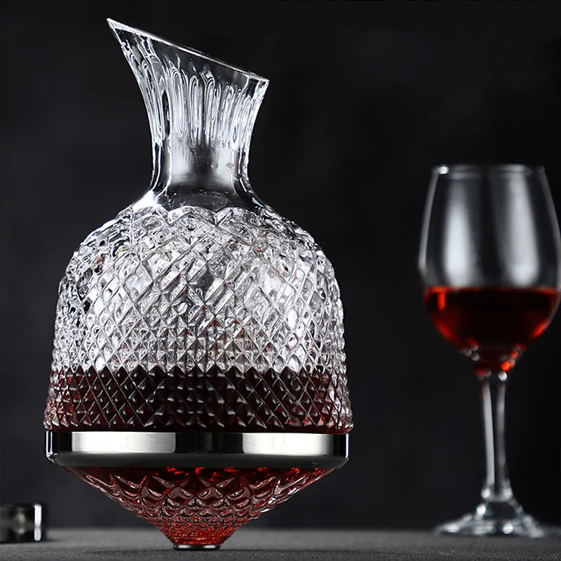Decantador de Vinho em Cristal Elegante com Rotação de 360 Graus para Aeração Mais Rica