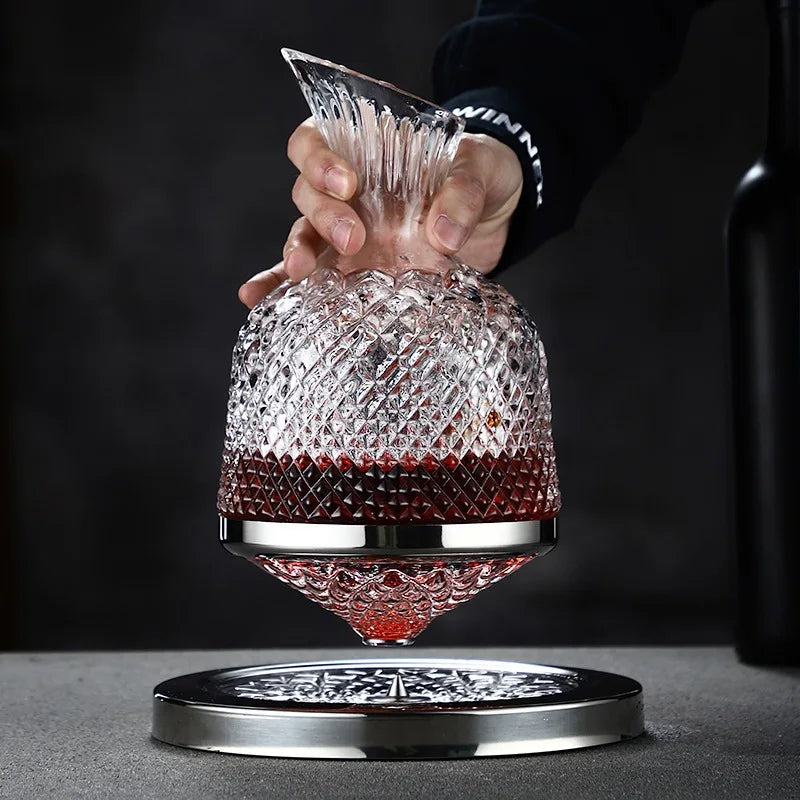 Decantador de Vinho em Cristal Elegante com Rotação de 360 Graus para Aeração Mais Rica