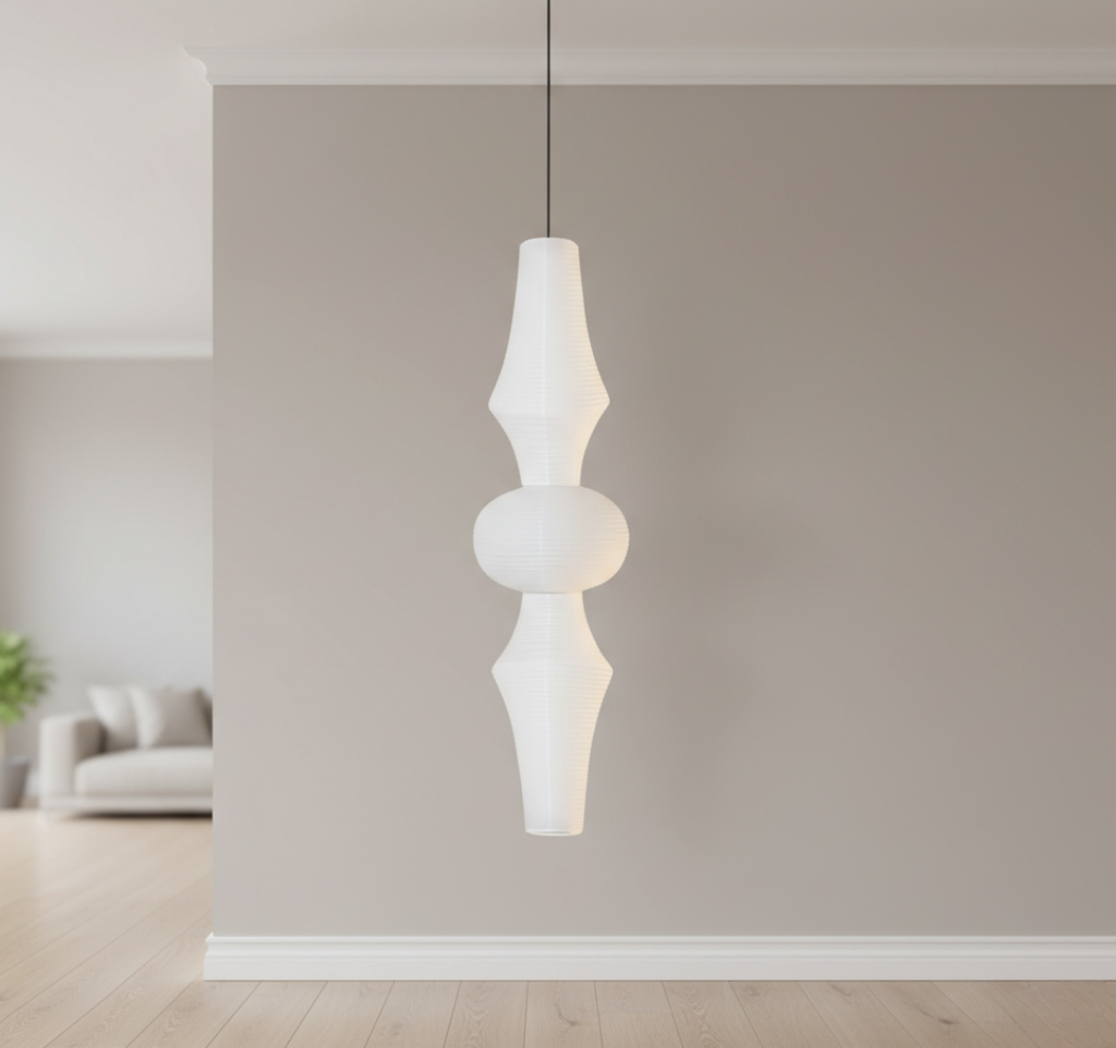 Luminária de Teto Japonesa Ajustável com Abajur de Papel de Arroz para Ambiente Escultural