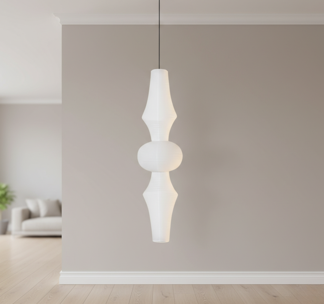 Luminária de Teto Japonesa Ajustável com Abajur de Papel de Arroz para Ambiente Escultural
