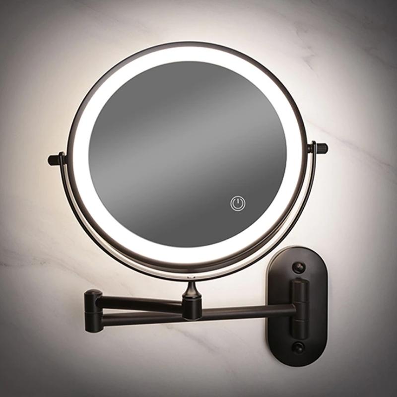 Miroir grossissant élégant avec éclairage LED pour un maquillage parfait