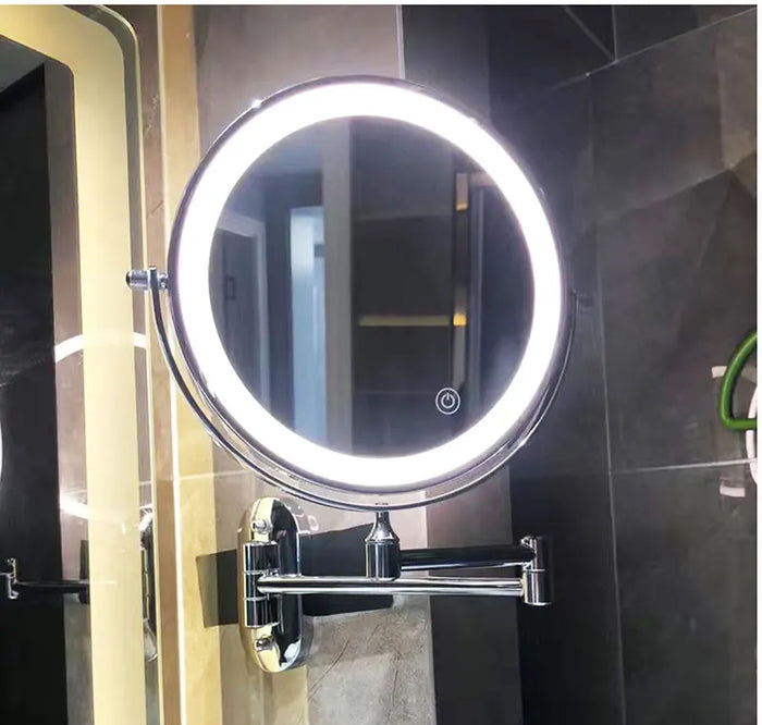 Miroir grossissant élégant avec éclairage LED pour un maquillage parfait