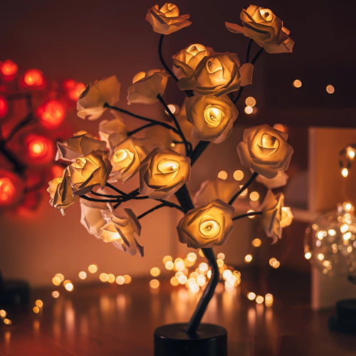 LED růžová lampa LuminaRose s jemným světlem pro romantickou atmosféru Ormexis