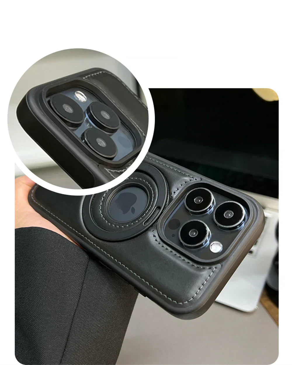 Kožené pouzdro MagSafe s vysouvacím kroužkem pro lepší ochranu