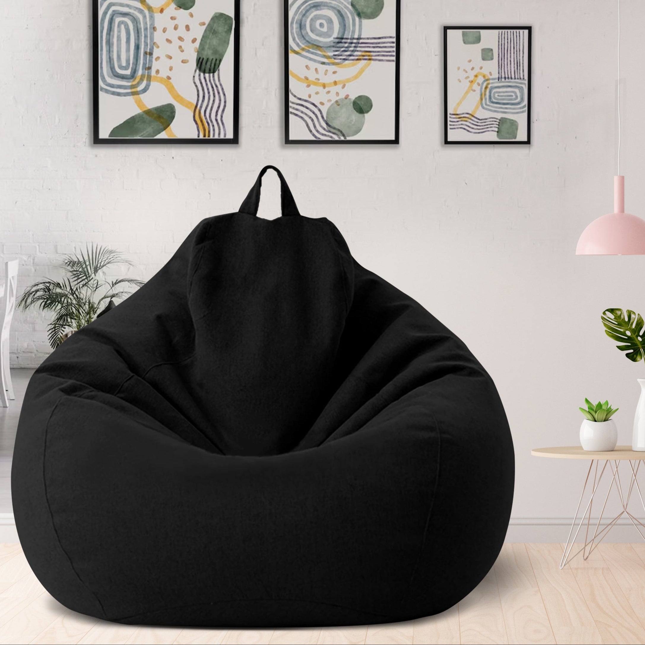 Housse de pouf en lin premium, design ergonomique pour un confort optimal