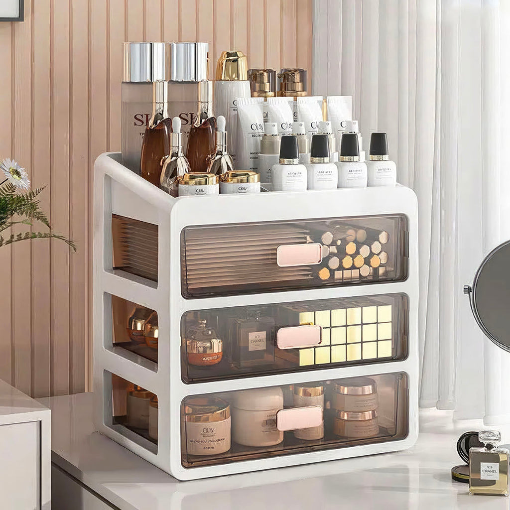 Elegante organizer per trucchi con più scomparti per un toeletta ordinata