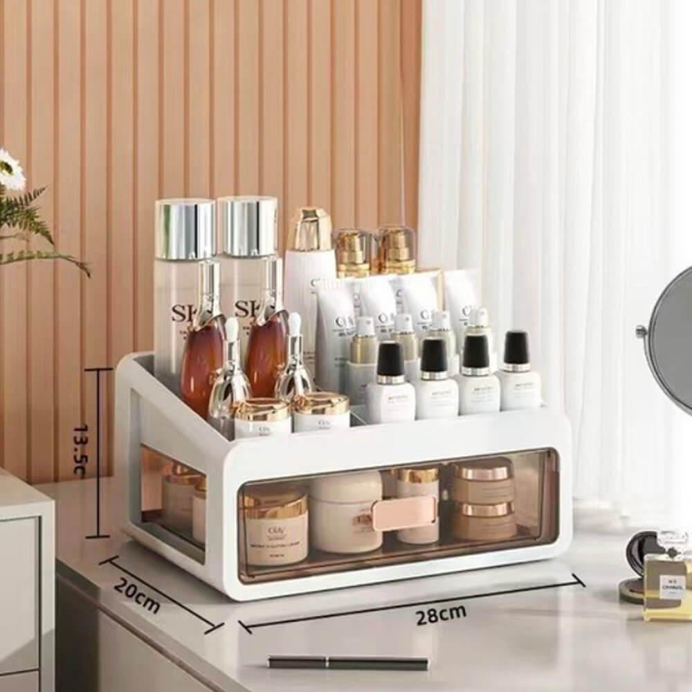 Elegante organizer per trucchi con più scomparti per un toeletta ordinata