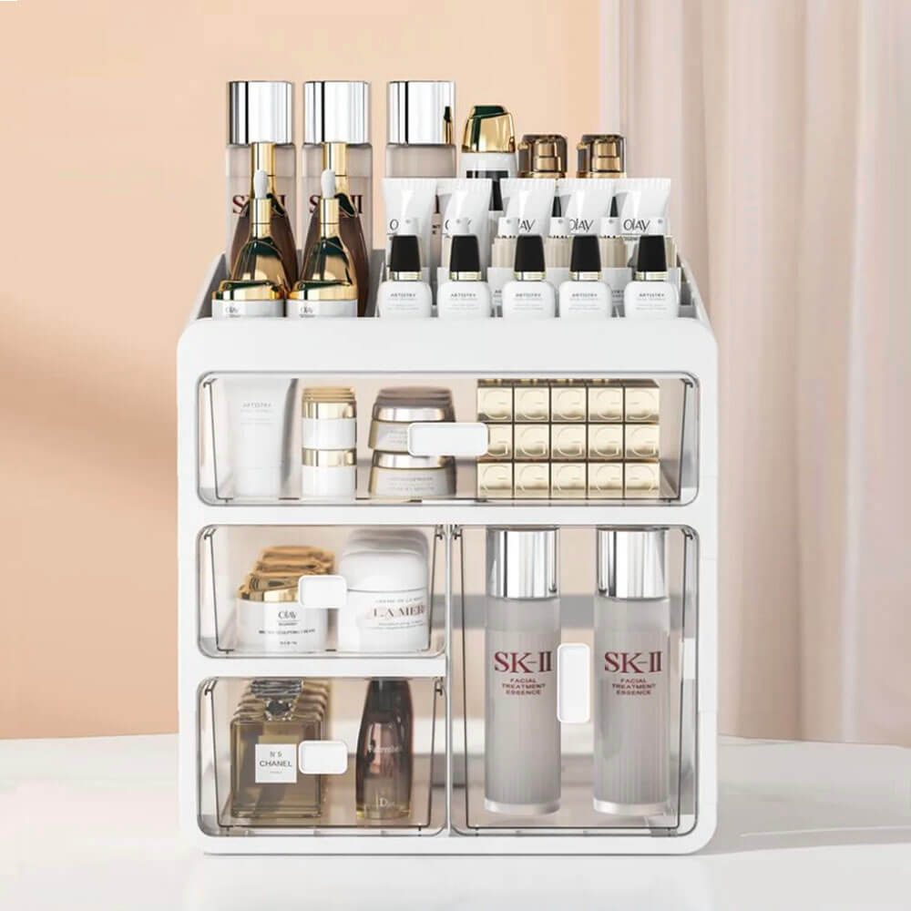 Elegante organizer per trucchi con più scomparti per un toeletta ordinata