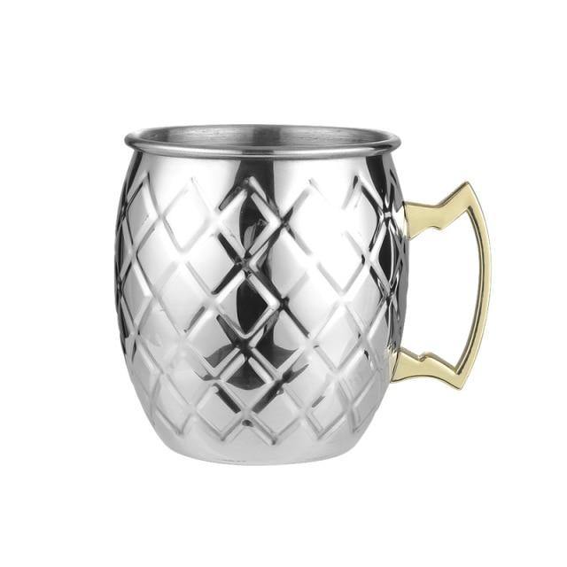 Set med Moscow Mule-muggar i rostfritt stål med högblank finish för kylda cocktails