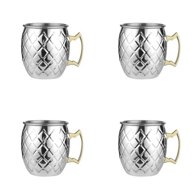 Set med Moscow Mule-muggar i rostfritt stål med högblank finish för kylda cocktails