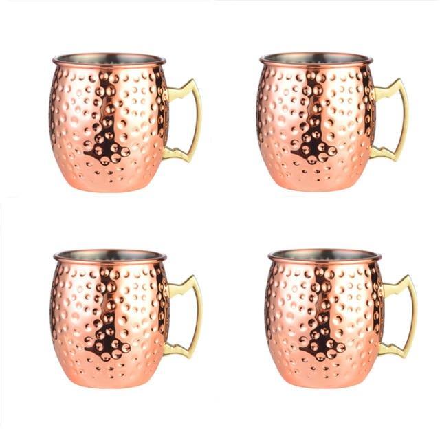 Set med Moscow Mule-muggar i rostfritt stål med högblank finish för kylda cocktails