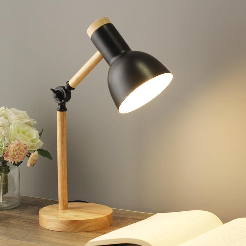 Lámpara de escritorio nórdica elegante con brazo plegable ajustable para iluminación versátil