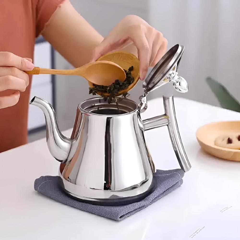 Tekande til løst te i rustfrit stål med infuser