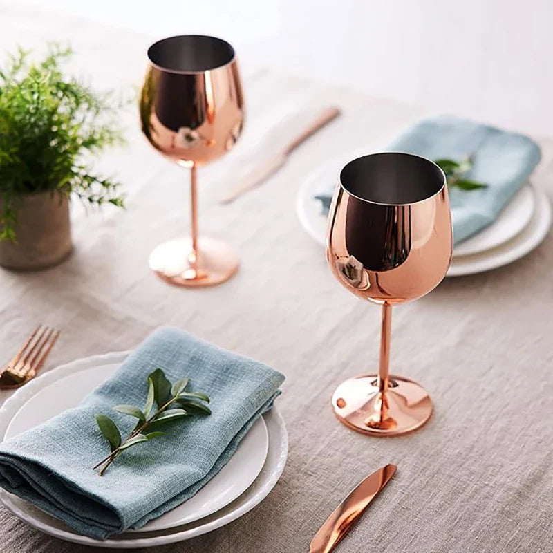 Sæt med 6 rustfri stålvinglas med forbedret nedkøling og holdbart design