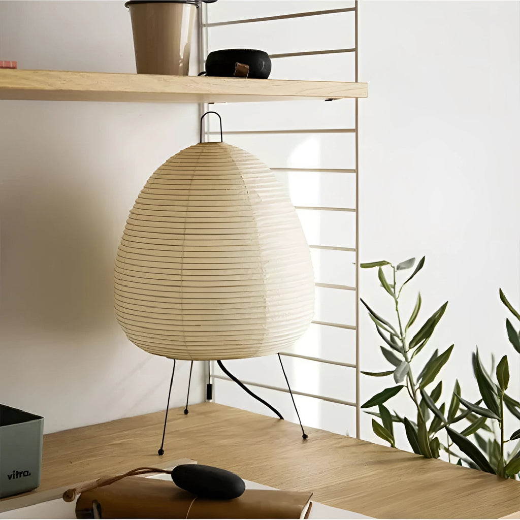 Elegant Tripod Floor Lamp With Soft Ambient Light, Japanese-Inspired Shade